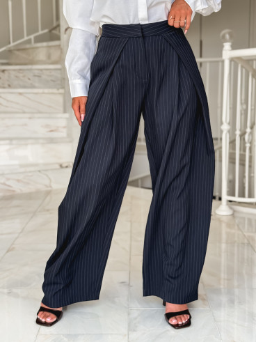 Pantalon lignée Marylise - Bleu Foncé