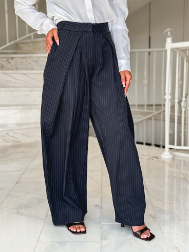 Pantalon lignée Marylise - Bleu Foncé