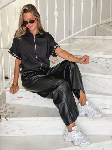 Pantalon simili cuir Amana - Noir