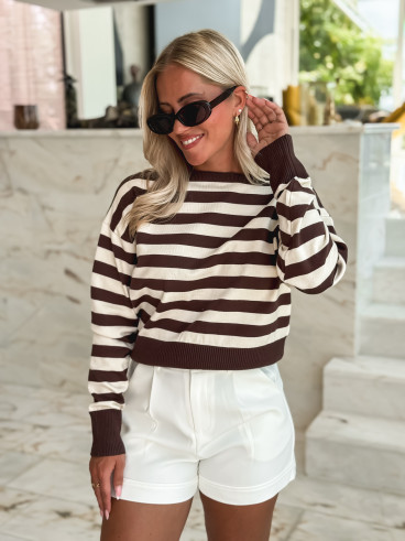 Pull Martine - Ecru/Chocolat