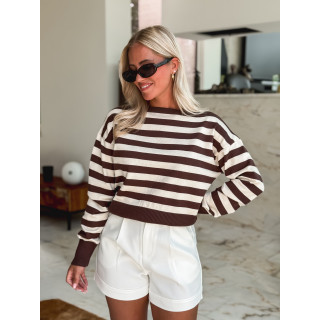 Pull Martine - Ecru/Chocolat