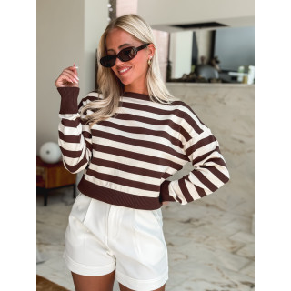 Pull Martine - Ecru/Chocolat