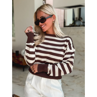 Pull Martine - Ecru/Chocolat