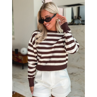 Pull Martine - Ecru/Chocolat