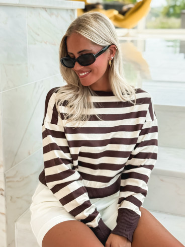 Pull Martine - Ecru/Chocolat