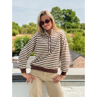 Pull ligné Mirna - Beige/Chocolat