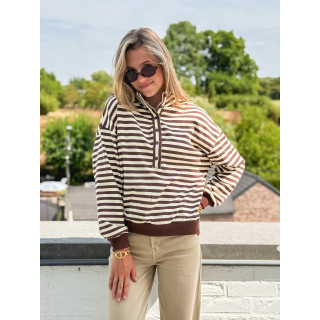 Pull ligné Mirna - Beige/Chocolat