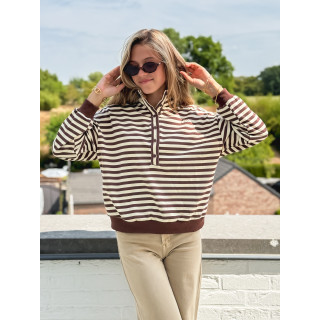Pull ligné Mirna - Beige/Chocolat