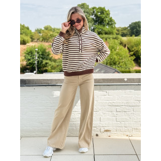 Pull ligné Mirna - Beige/Chocolat