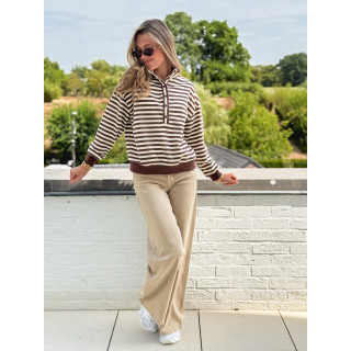 Pull ligné Mirna - Beige/Chocolat