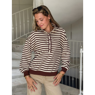 Pull ligné Mirna - Beige/Chocolat