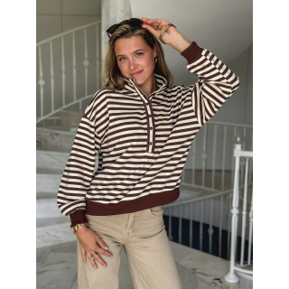 Pull ligné Mirna - Beige/Chocolat