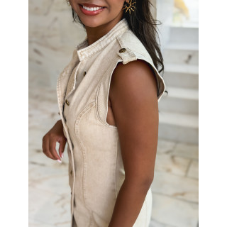 Robe courte en jeans Polina - Beige