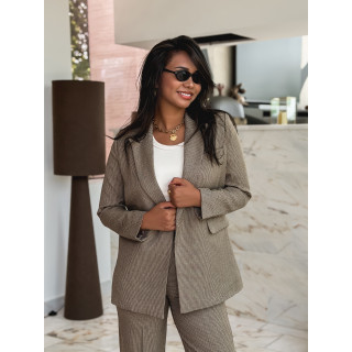 Blazer pied-de-poule Léa - Chocolat