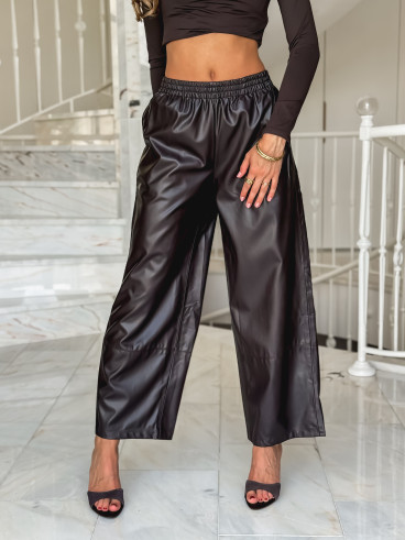 Pantalon simili cuir Amana - Chocolat