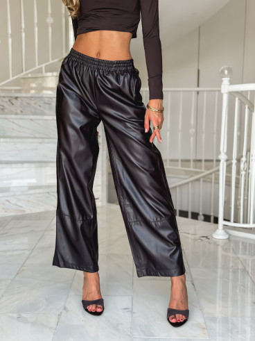 Pantalon simili cuir Amana - Chocolat