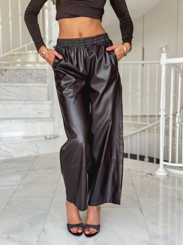 Pantalon simili cuir Amana - Chocolat