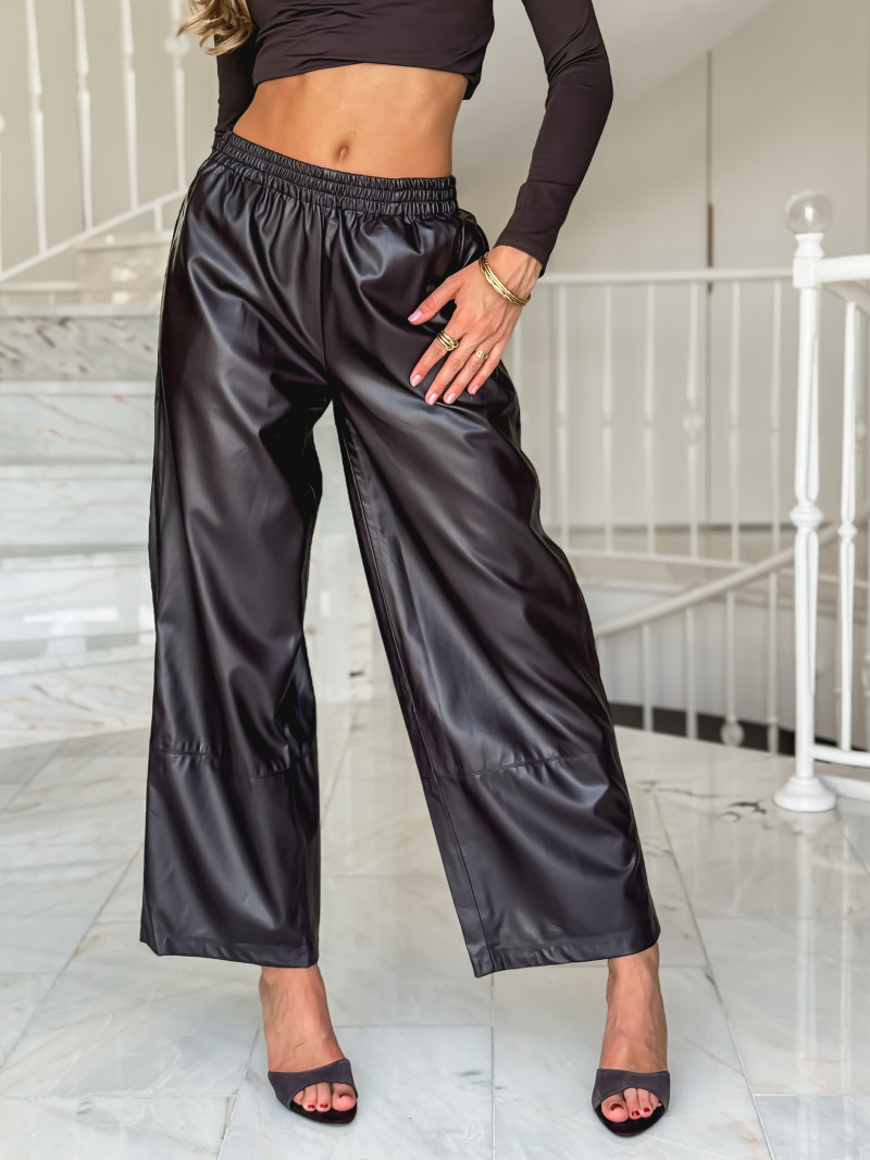 Pantalon simili cuir Amana - Chocolat
