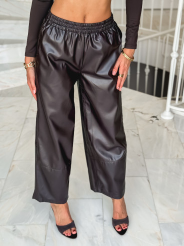 Pantalon simili cuir Amana - Chocolat