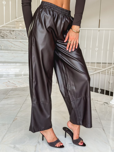 Pantalon simili cuir Amana - Chocolat