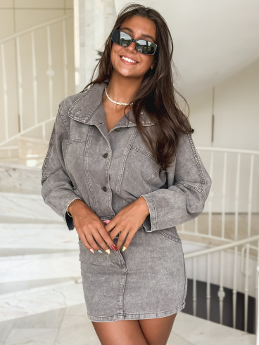 Robe courte en jeans Méridith - Taupe Robe courte en jeans Méridith - Taupe