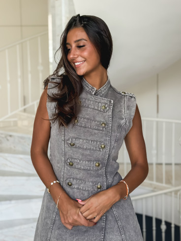 Robe courte en jeans Polina - Taupe