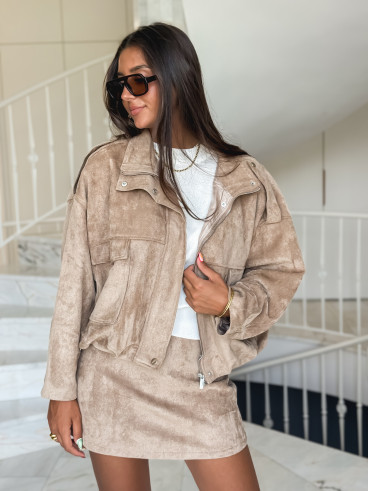 Jupe short en suédine Nora - Beige Jupe short en suédine Nora - Beige