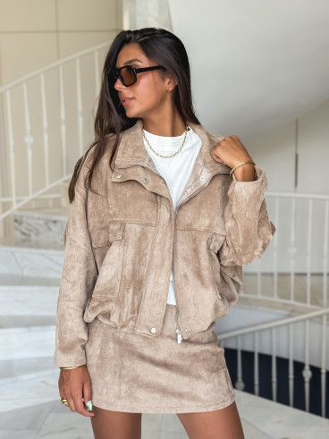 Jupe short en suédine Nora - Beige Jupe short en suédine Nora - Beige