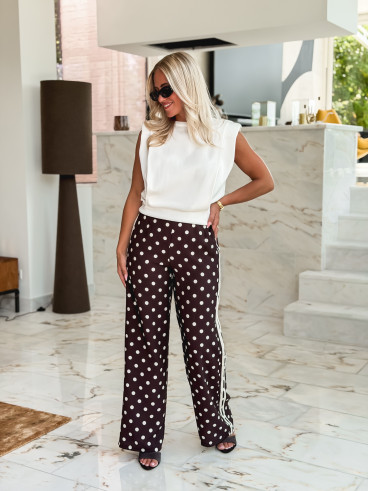 Pantalon à pois Esmeralda - Chocolat Pantalon à pois Esmeralda - Chocolat