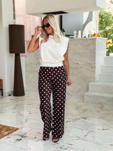 Pantalon à pois Esmeralda - Chocolat Pantalon à pois Esmeralda - Chocolat