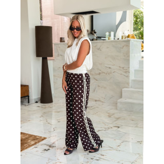 Pantalon à pois Esmeralda - Chocolat
