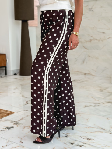 Pantalon à pois Esmeralda - Chocolat
