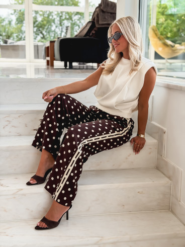 Pantalon à pois Esmeralda - Chocolat