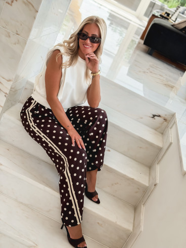 Pantalon à pois Esmeralda - Chocolat Pantalon à pois Esmeralda - Chocolat