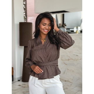 Blouse à carreaux Charlotte - Chocolat