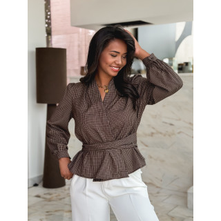 Blouse à carreaux Charlotte - Chocolat