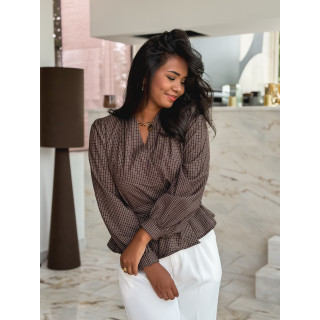 Blouse à carreaux Charlotte - Chocolat