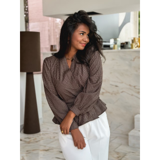 Blouse à carreaux Charlotte - Chocolat
