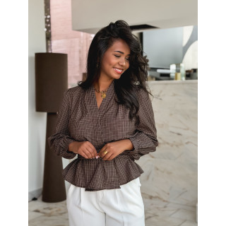 Blouse à carreaux Charlotte - Chocolat