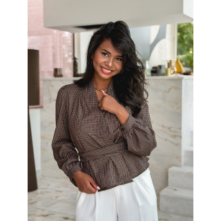 Blouse à carreaux Charlotte - Chocolat