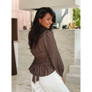 Blouse à carreaux Charlotte - Chocolat