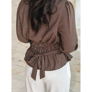 Blouse à carreaux Charlotte - Chocolat