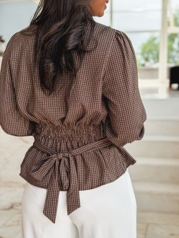 Blouse à carreaux Charlotte - Chocolat Blouse à carreaux Charlotte - Chocolat