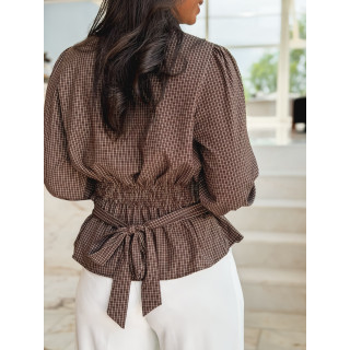 Blouse à carreaux Charlotte - Chocolat