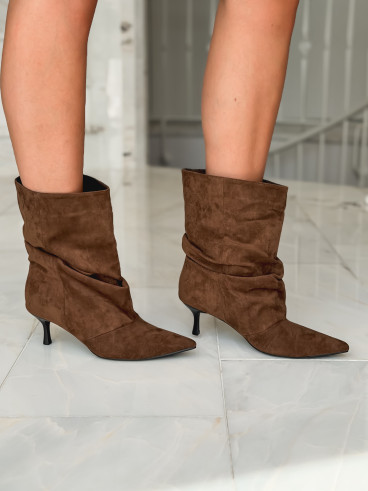 Bottines à talons en suédine Natacha - Marron