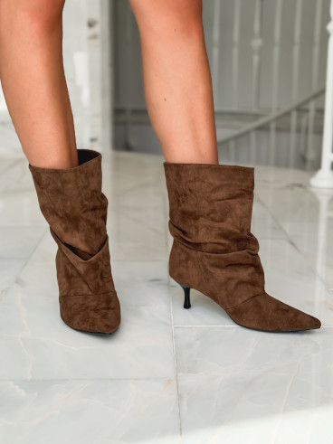 Bottines à talons en suédine Natacha - Marron