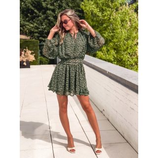 Robe courte à motifs Laorie - Kaki