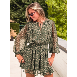 Robe courte à motifs Laorie - Kaki