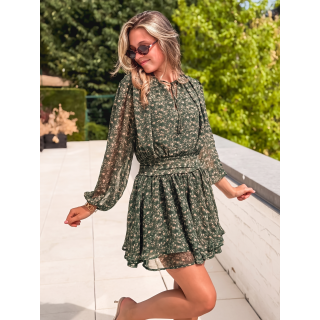 Robe courte à motifs Laorie - Kaki