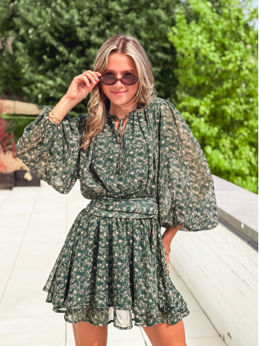 Robe courte à motifs Laorie - Kaki Robe courte à motifs Laorie - Kaki